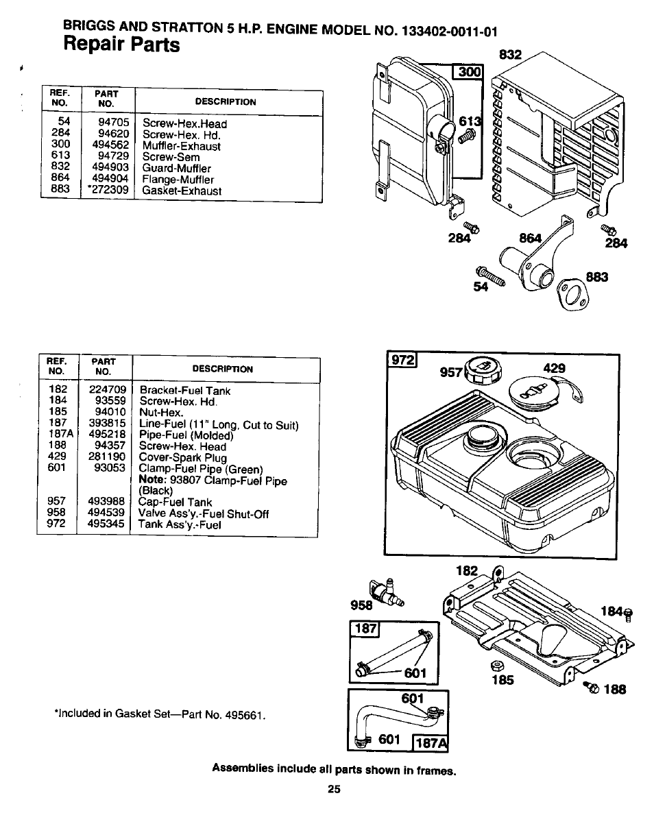 Repair parts | Craftsman 247.346250 User Manual | Page 25 / 28