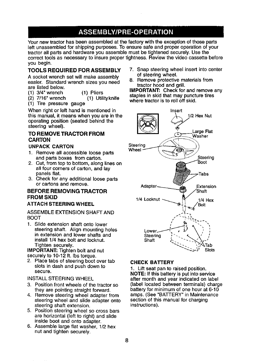 Assembly/pre-operation | Craftsman 917.271653 User Manual | Page 8 / 56