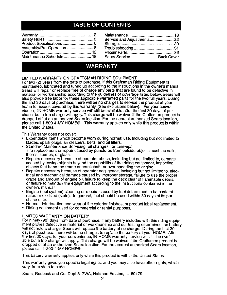 Craftsman 917.276030 User Manual | Page 2 / 64