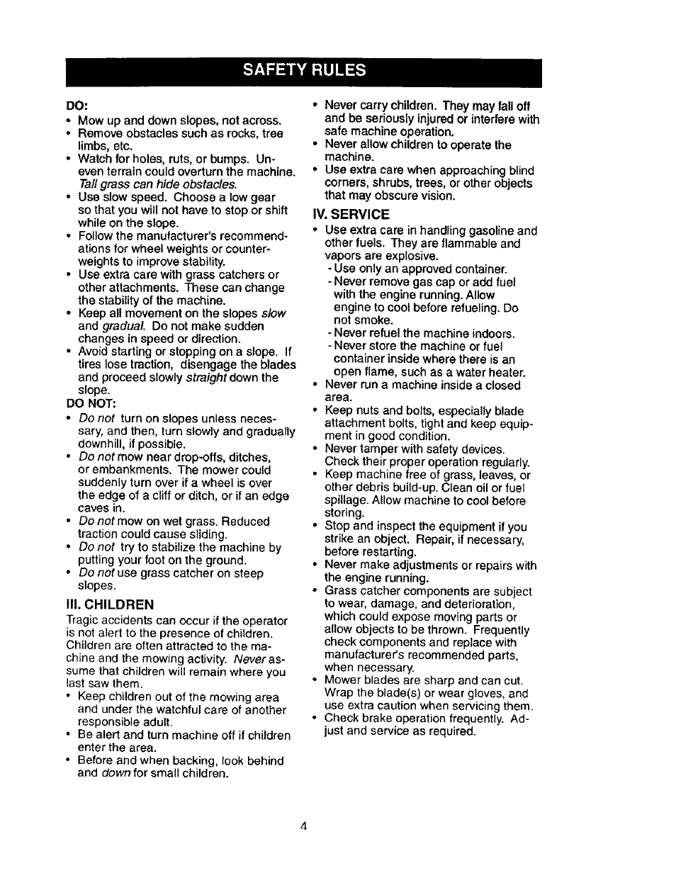 Tall grass can hide obstacles, Slow, Gradual | Straight, Do not | Craftsman 917.276030 User Manual | Page 4 / 64