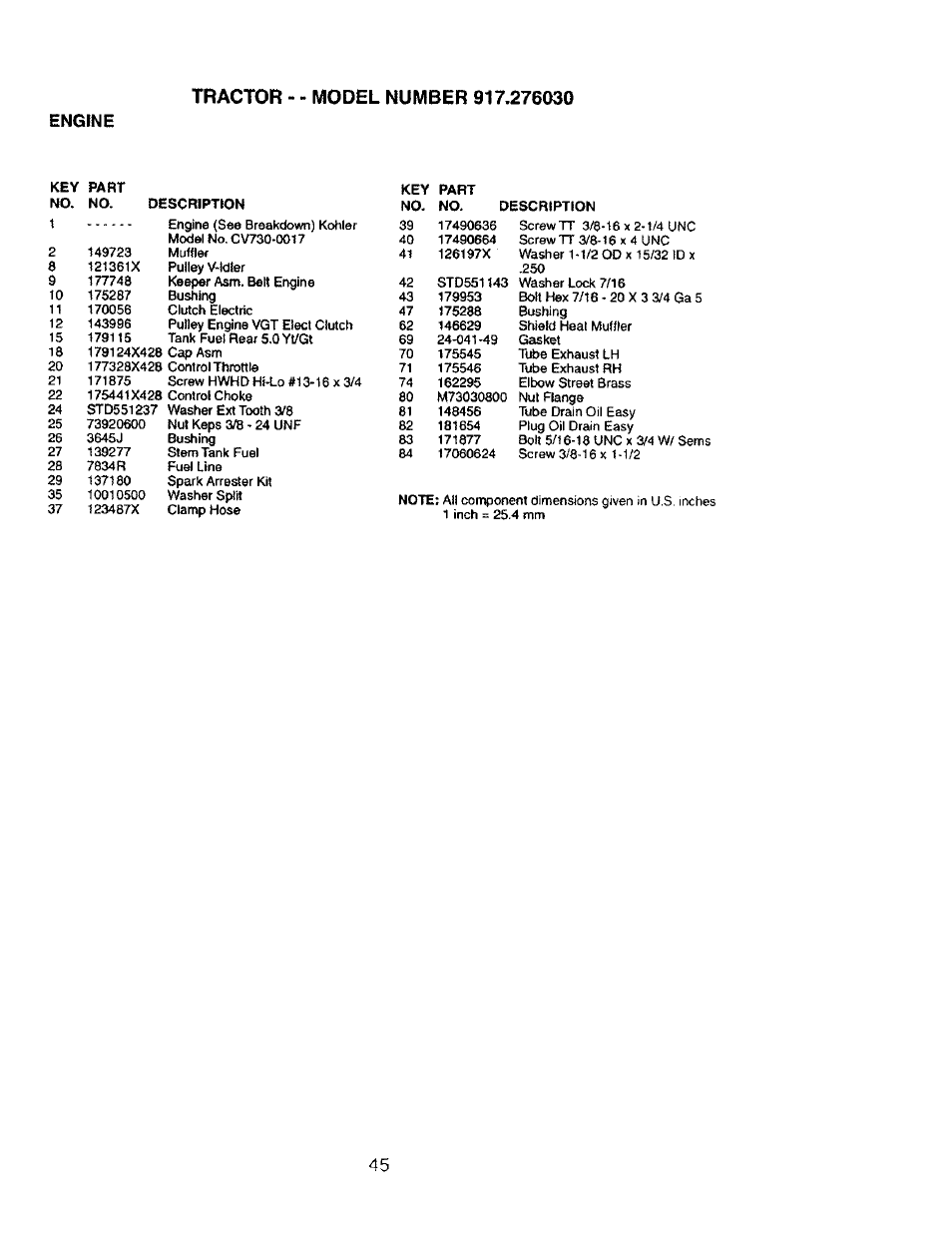 Engine | Craftsman 917.276030 User Manual | Page 45 / 64