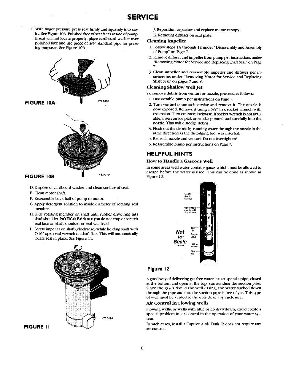 Service, Helpful hints, Not to scale | Craftsman 390.251883 User Manual | Page 8 / 12