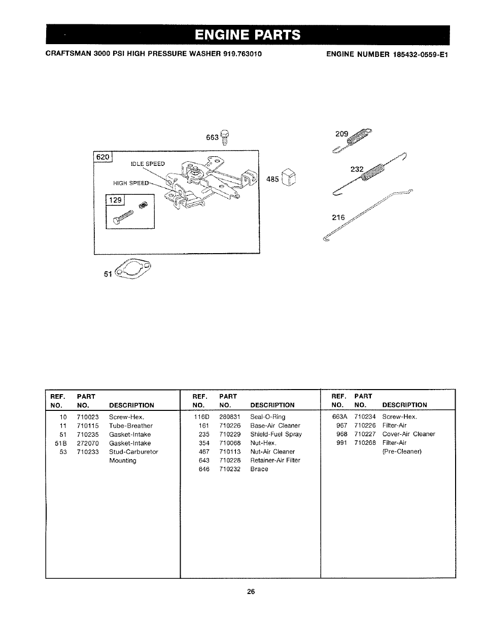 Engine parts | Craftsman 919.763010 User Manual | Page 26 / 56