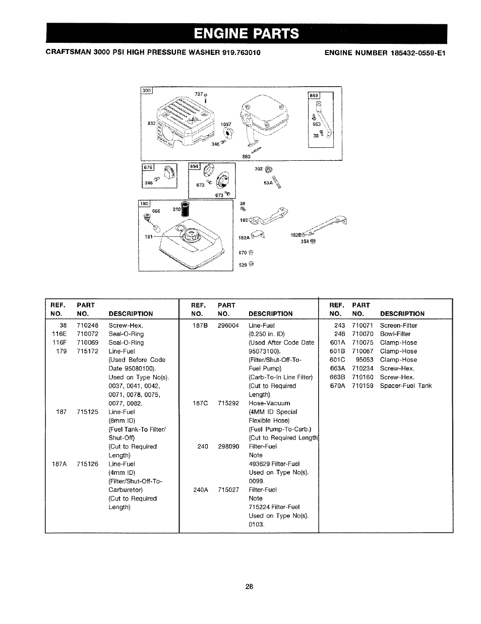 Engine parts | Craftsman 919.763010 User Manual | Page 28 / 56