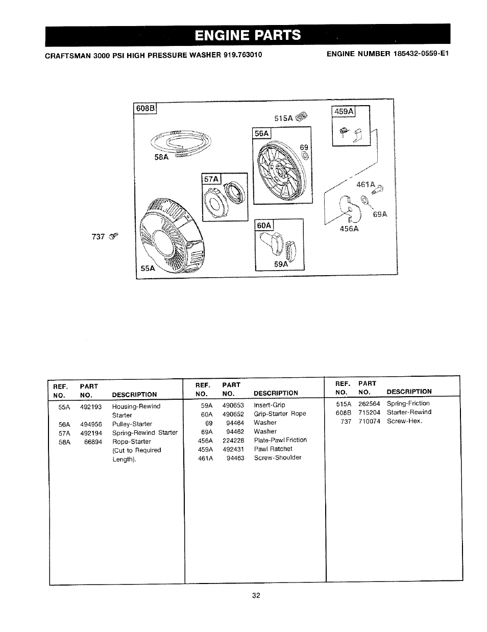 Engine parts, Ip, kl | Craftsman 919.763010 User Manual | Page 32 / 56