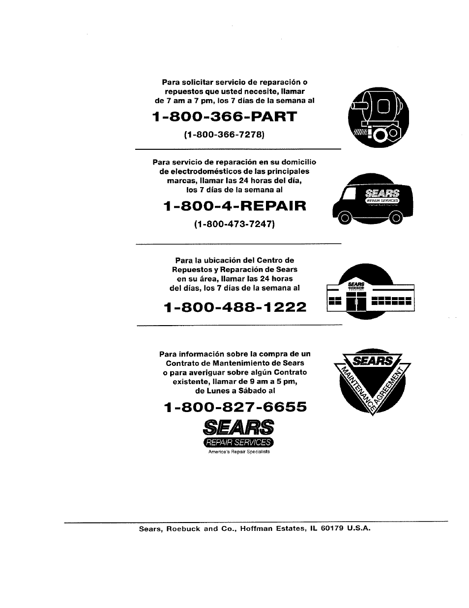 800-366-part, 1 -800-4-repair | Craftsman 919.763010 User Manual | Page 56 / 56