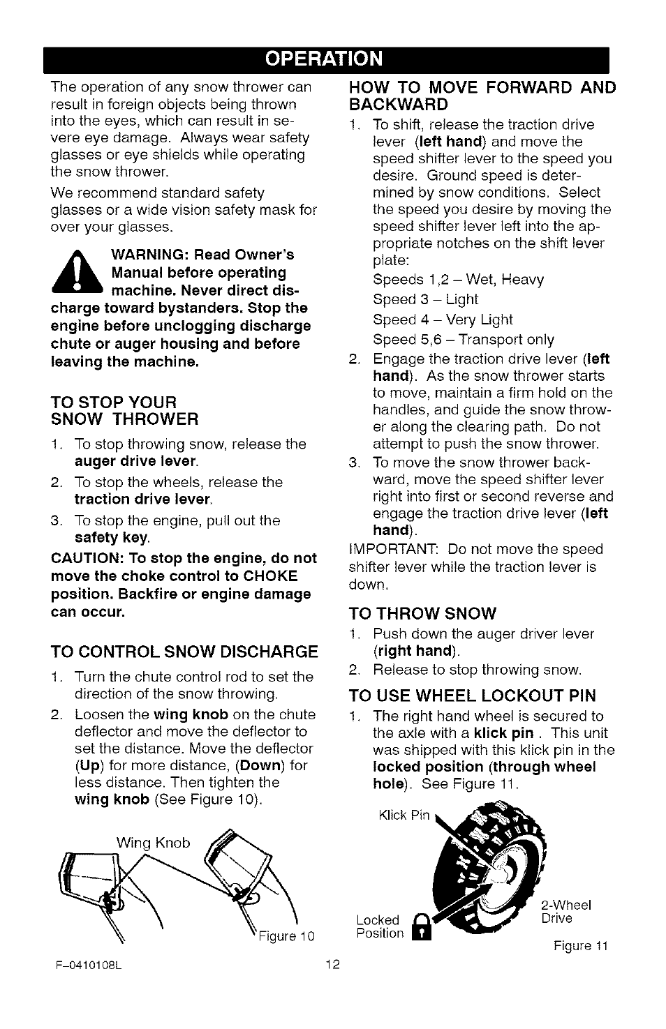 Operation | Craftsman 536.881800 User Manual | Page 12 / 100