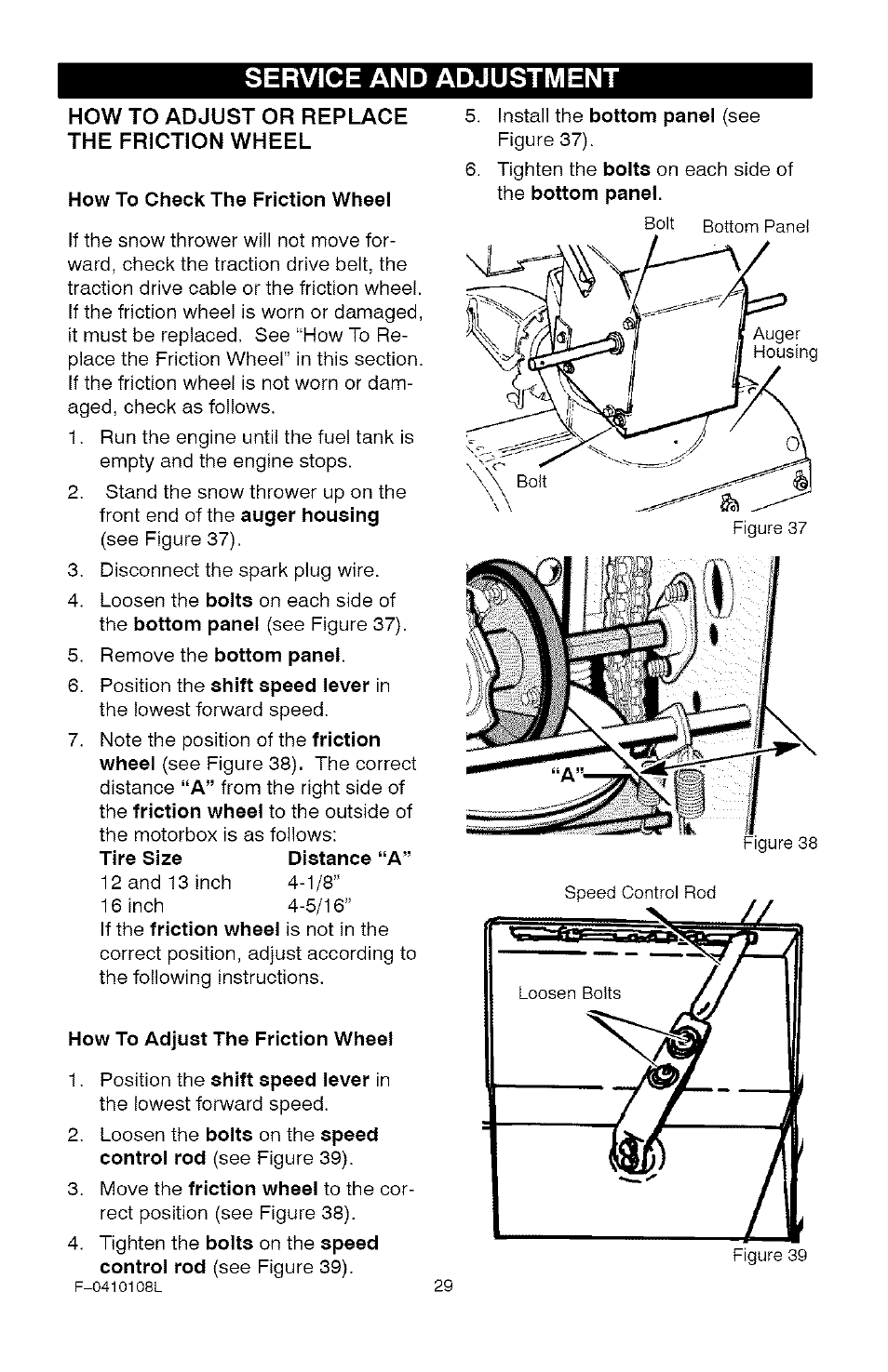 Service and adjustment | Craftsman 536.881800 User Manual | Page 29 / 100