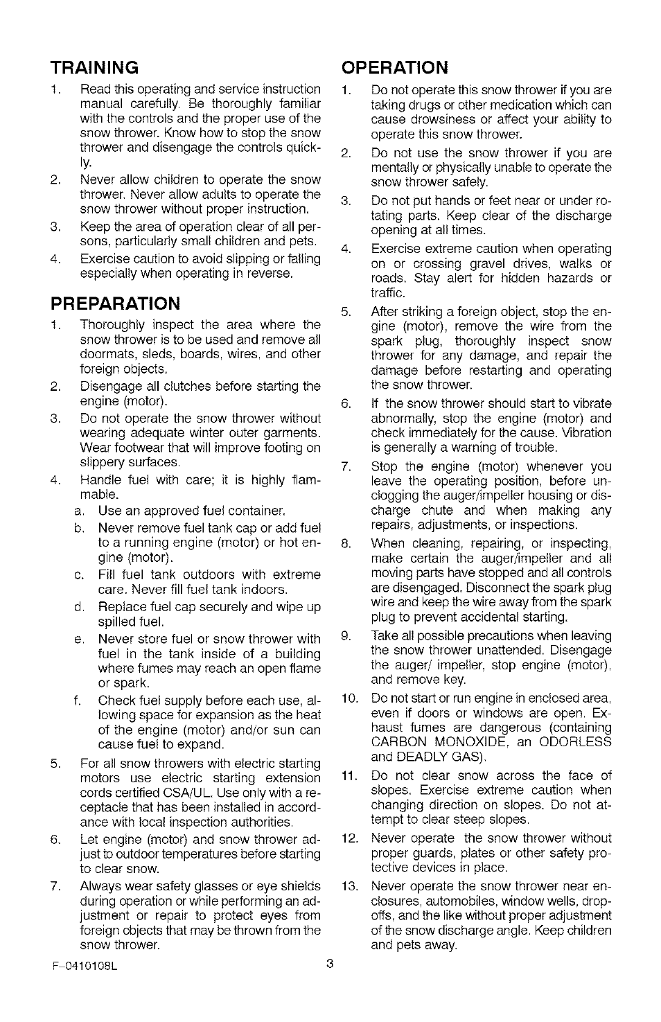 Training operation, Preparation 5 | Craftsman 536.881800 User Manual | Page 3 / 100
