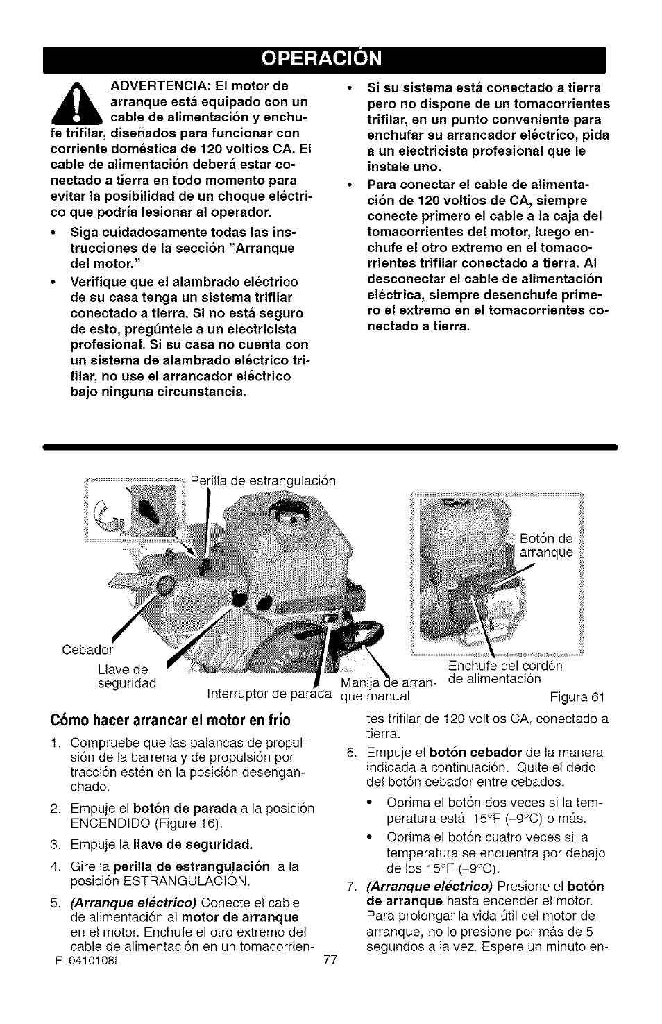 Operacion | Craftsman 536.881800 User Manual | Page 77 / 100