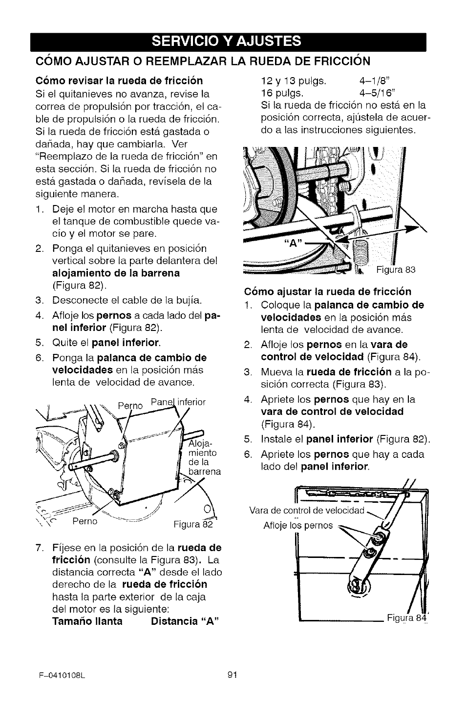 Servicio y ajustes | Craftsman 536.881800 User Manual | Page 91 / 100