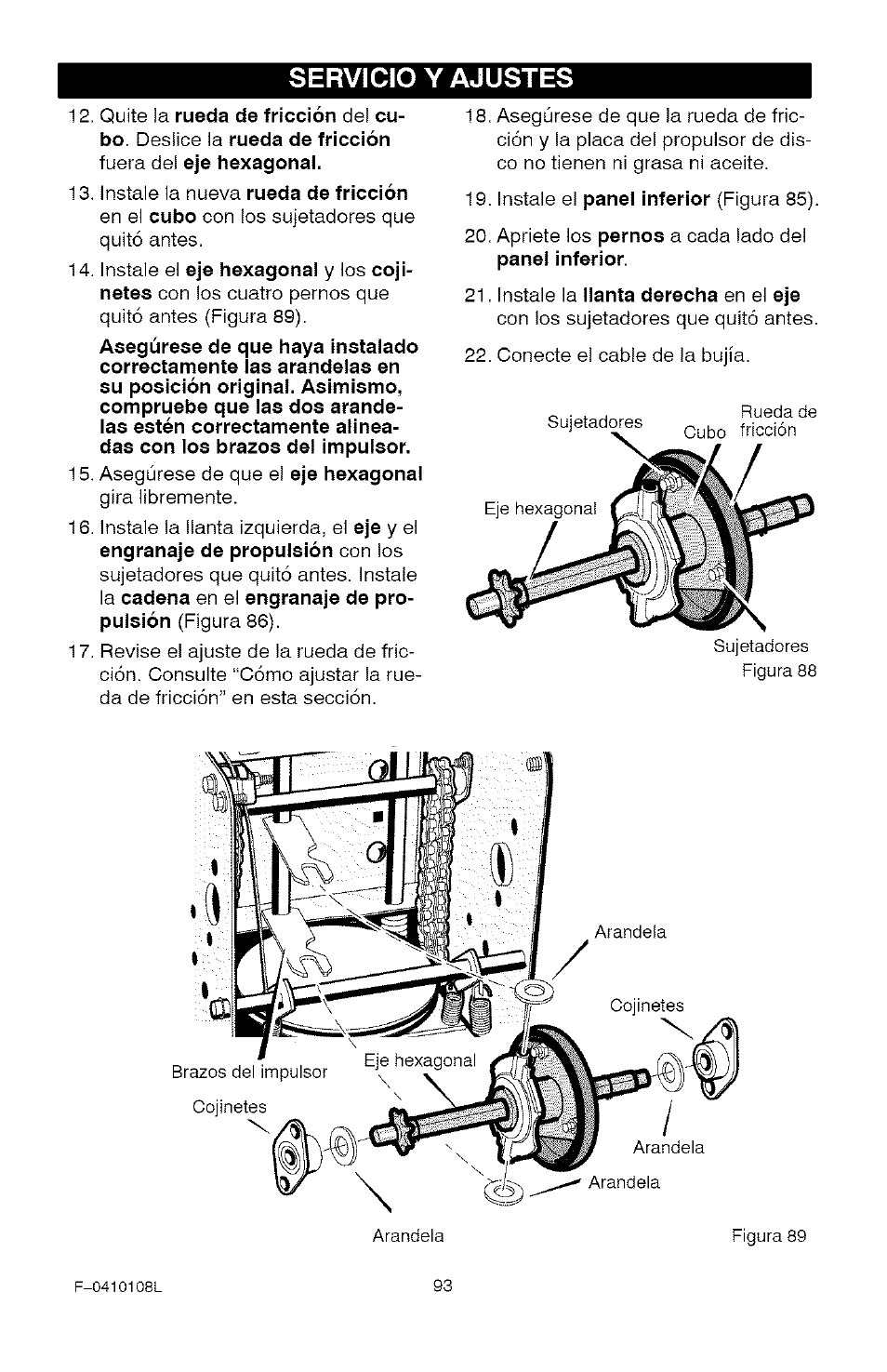 Servicio y ajustes | Craftsman 536.881800 User Manual | Page 93 / 100