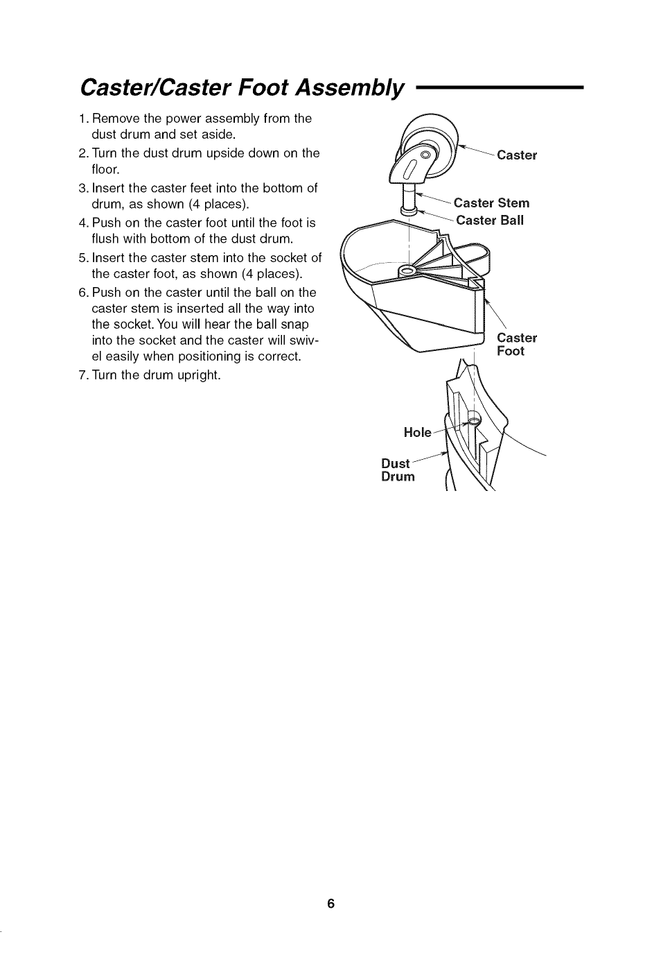 Caster/caster foot assembly | Craftsman 113.179650 User Manual | Page 6 / 28