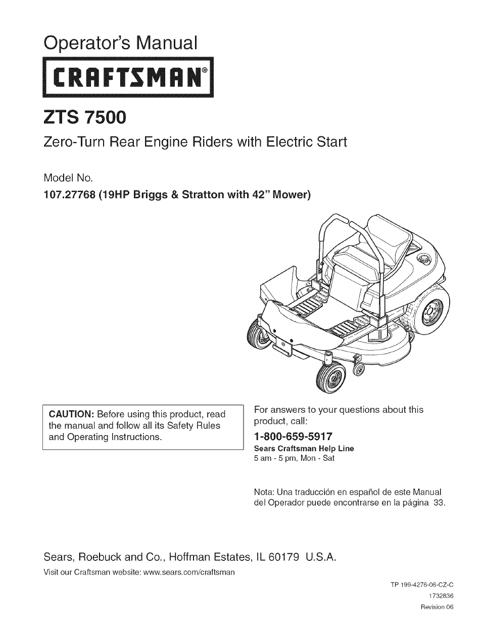 Craftsman 107.27768 User Manual | 98 pages