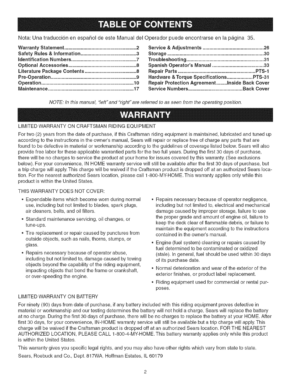 Craftsman 107.27768 User Manual | Page 2 / 98