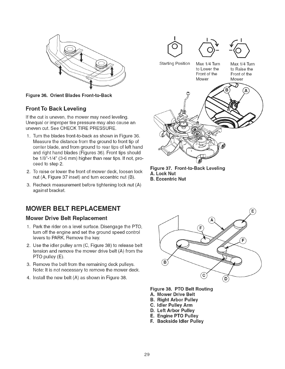 Mower belt replacement | Craftsman 107.27768 User Manual | Page 29 / 98