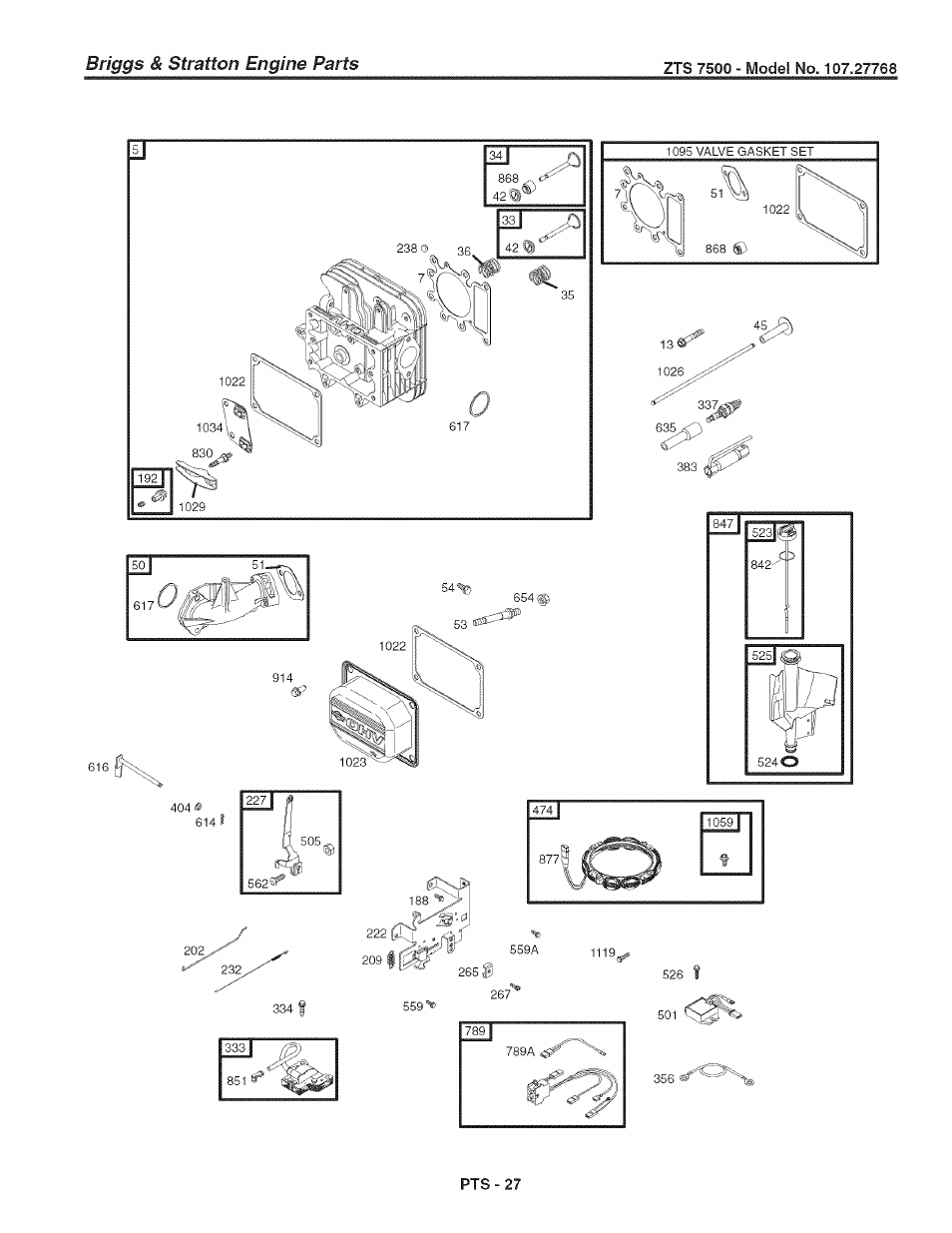 Briggs, Engine parts, Stratton | Craftsman 107.27768 User Manual | Page 91 / 98