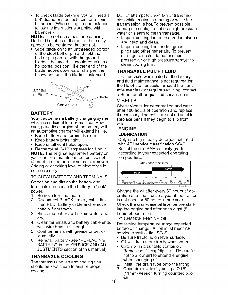 Battery, Transaxle cooling, Transaxle pump fluid | V-belts, Engine, Lubrication, J i i h—bgnk—^ i i i | Craftsman 917.276361 User Manual | Page 18 / 64