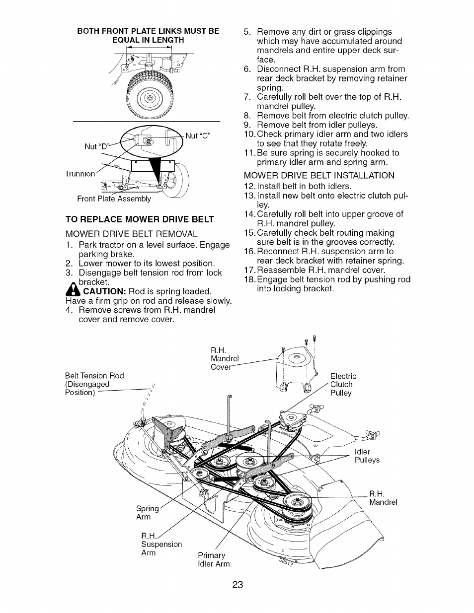 To replace mower drive belt | Craftsman 917.276361 User Manual | Page 23 / 64