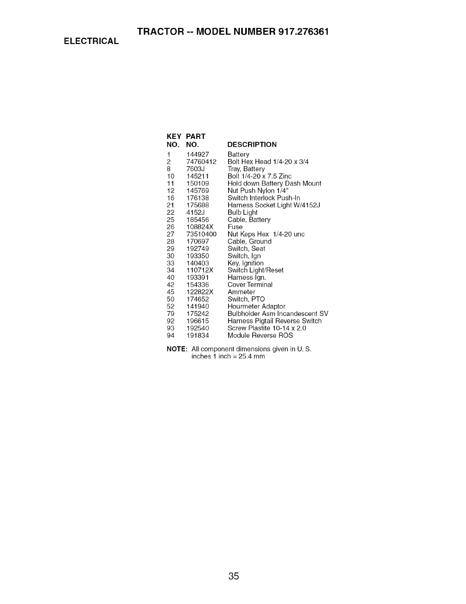 Electrical | Craftsman 917.276361 User Manual | Page 35 / 64