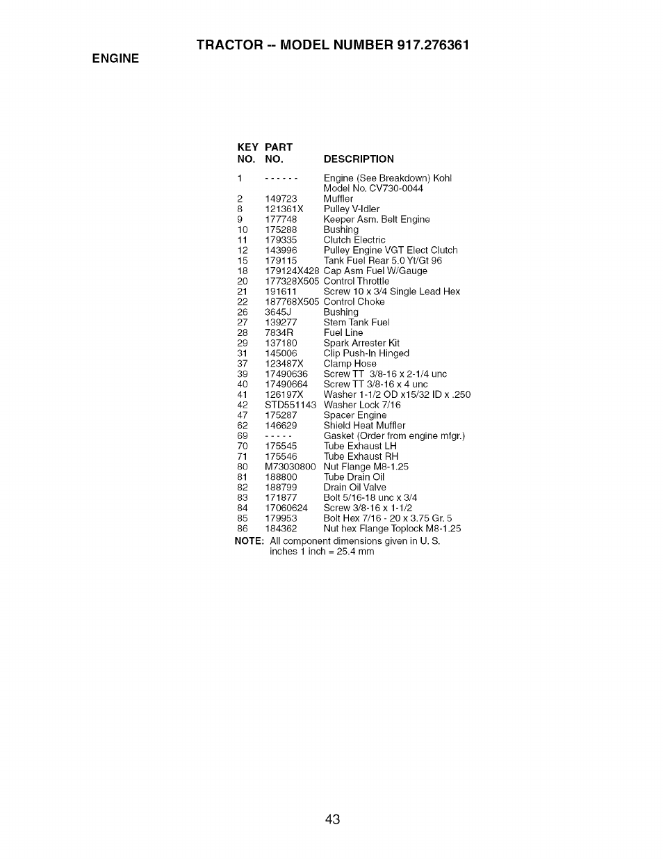 Engine | Craftsman 917.276361 User Manual | Page 43 / 64