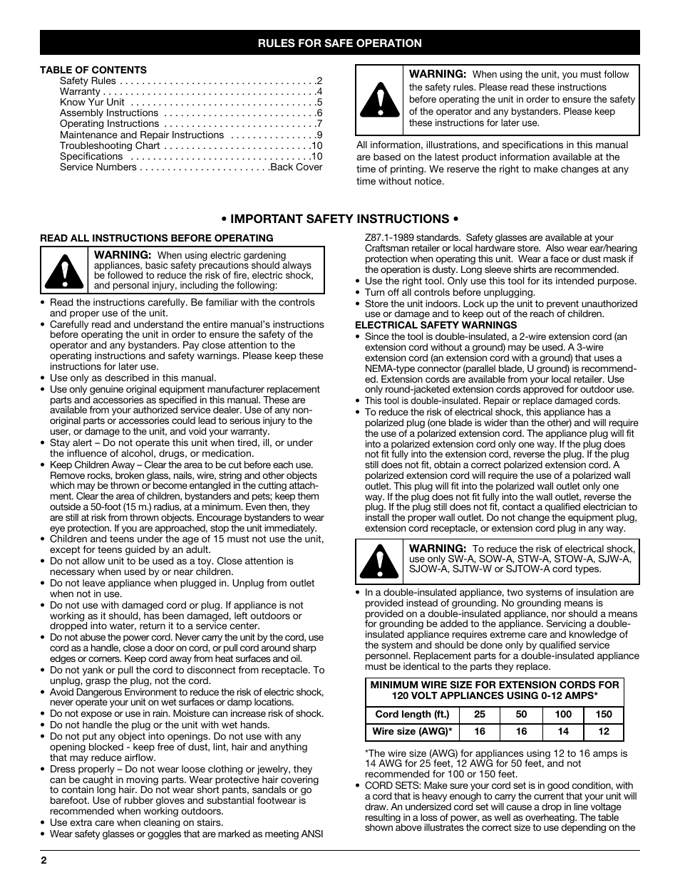 Craftsman 316.7454 User Manual | Page 2 / 24