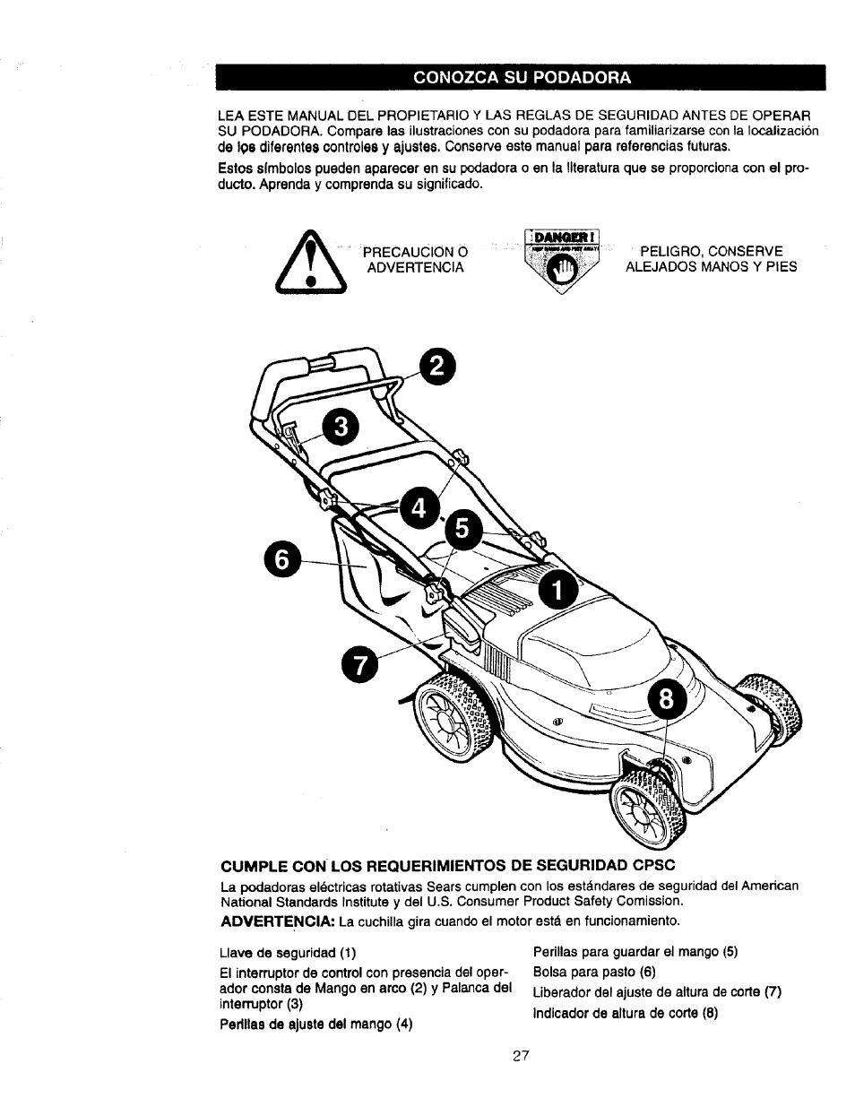 Conozca su rodadora | Craftsman 900.370520 User Manual | Page 27 / 40