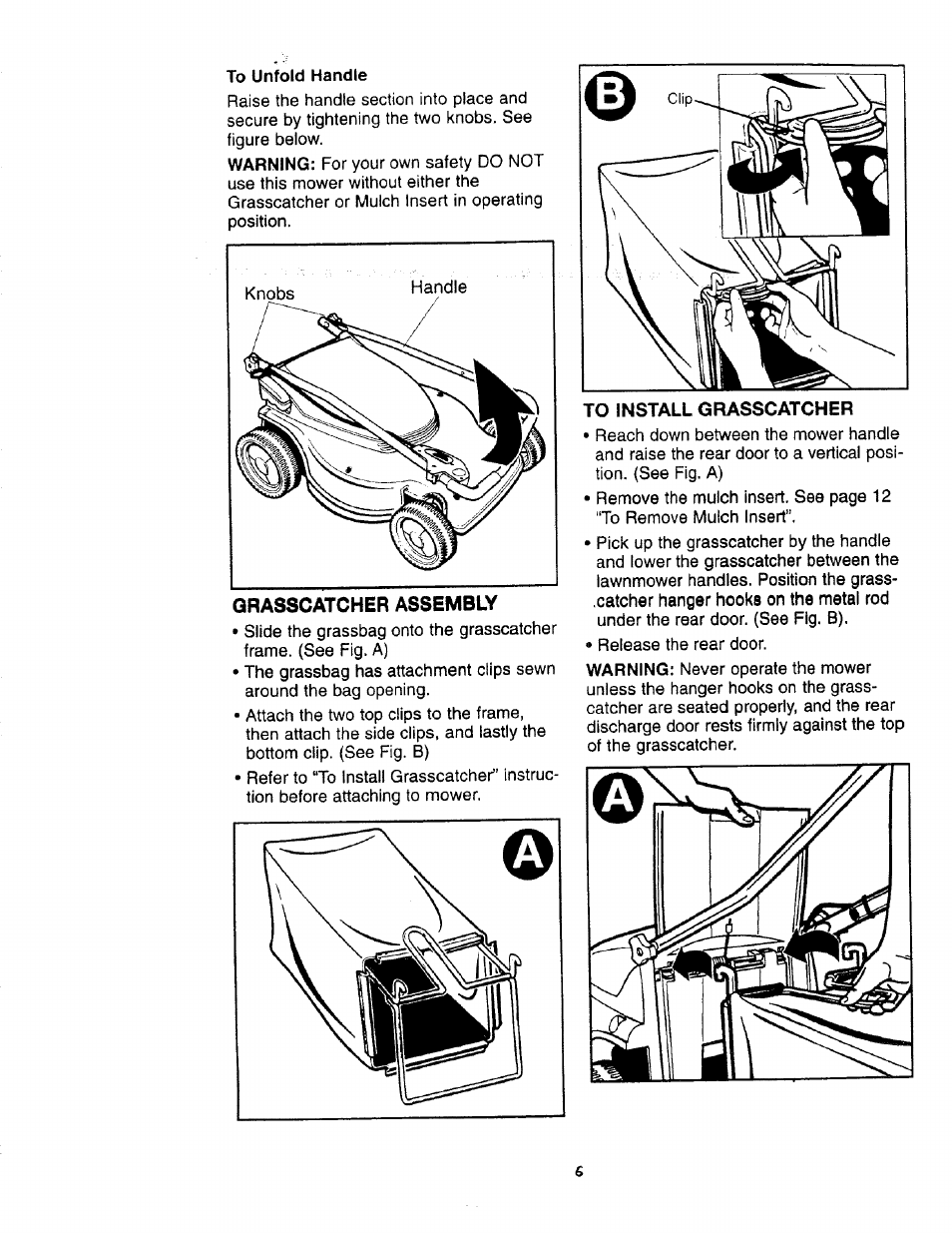 Qrasscatcher assembly, To install grasscatcher | Craftsman 900.370520 User Manual | Page 6 / 40