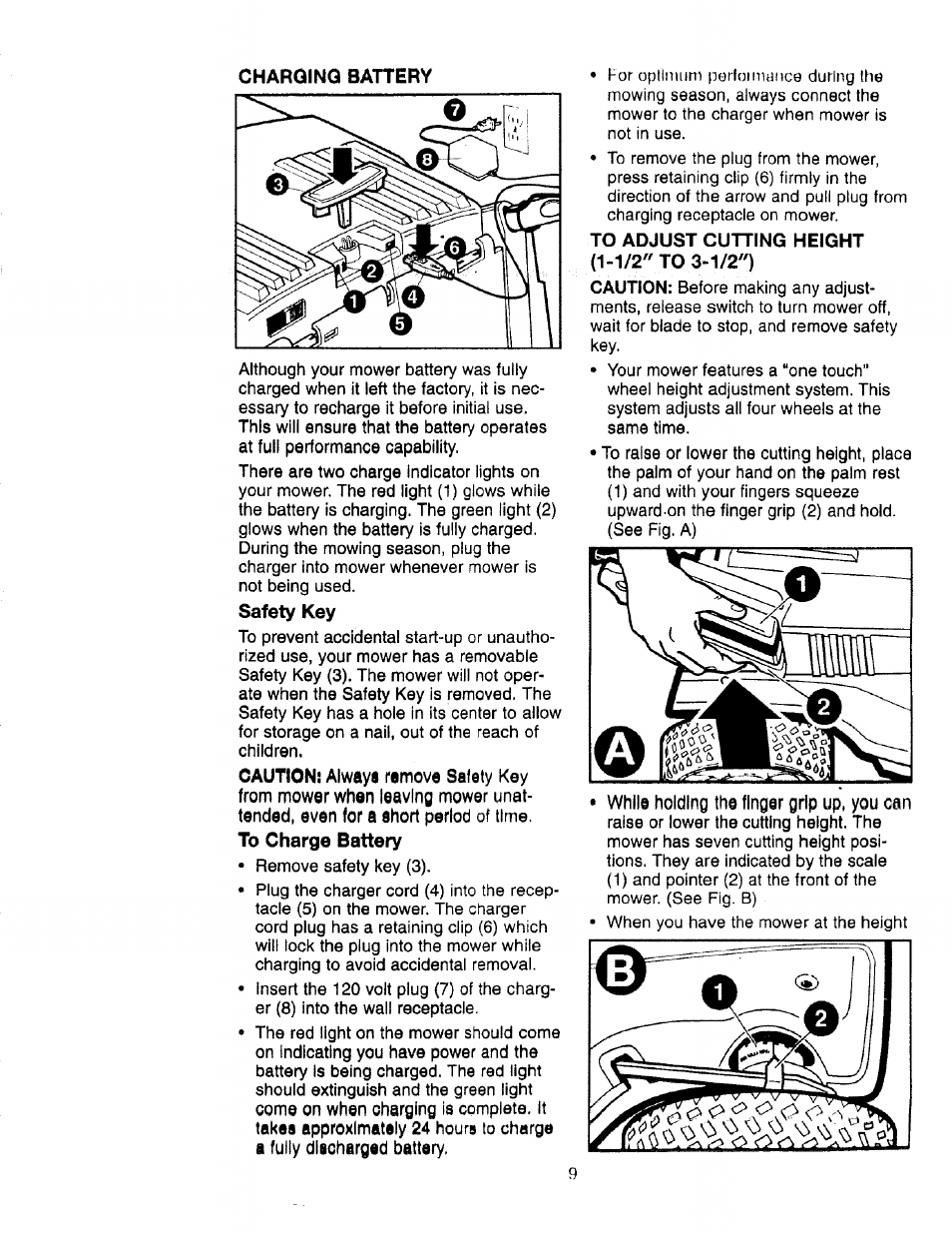 To adjust cutting height (1-1/2" to 3-1/2") | Craftsman 900.370520 User Manual | Page 9 / 40