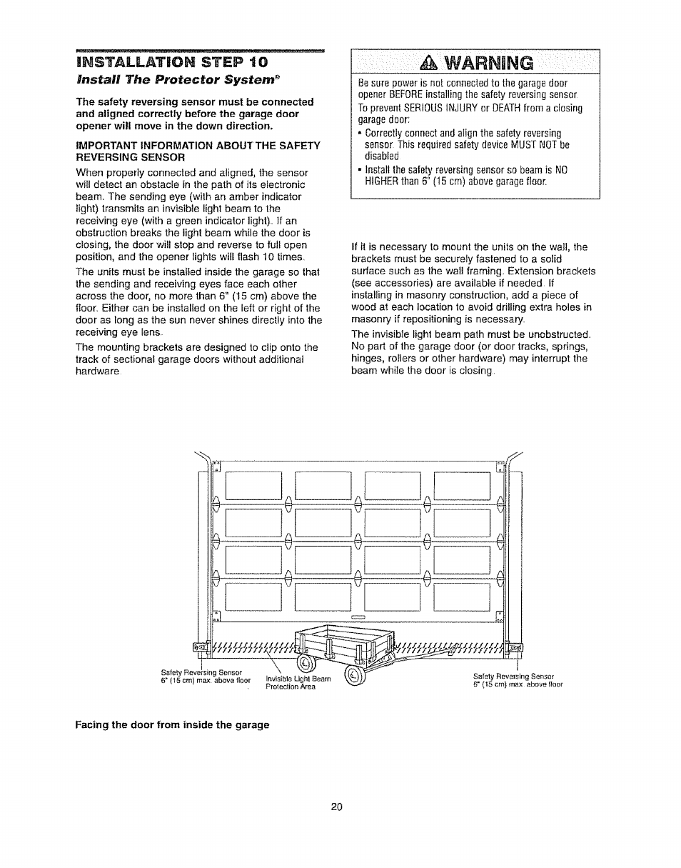 Installatiom step 10, A warning | Craftsman 139.53920D User Manual | Page 20 / 76