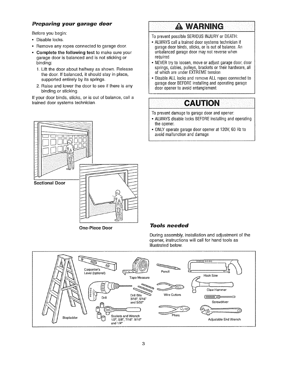 Warning, Caution | Craftsman 139.53920D User Manual | Page 3 / 76