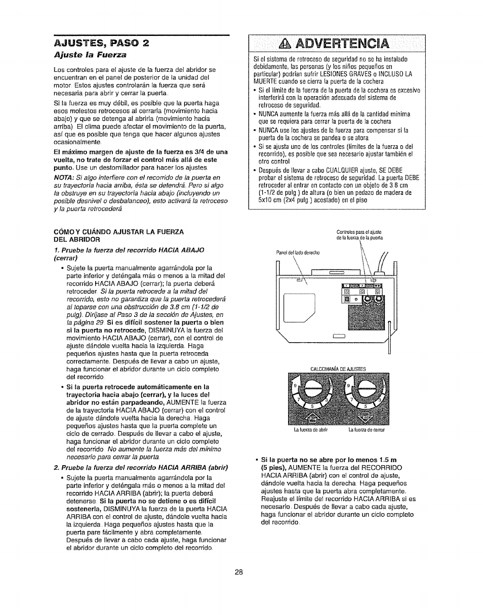 Áh advertencia, Iljystes, paso 2, Fuerza | Ñjustb la | Craftsman 139.53920D User Manual | Page 66 / 76