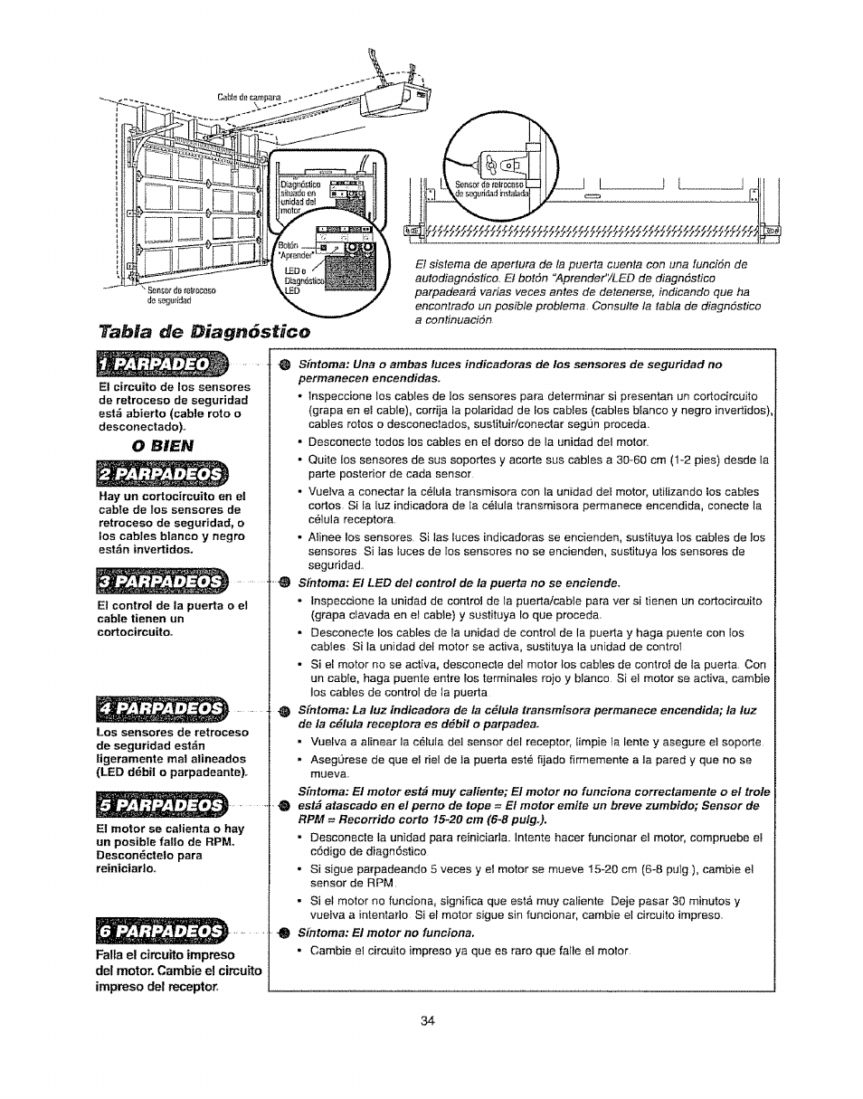 Bpiwwctft, I parpadeo, O bien | 3 parpadeos | Craftsman 139.53920D User Manual | Page 72 / 76