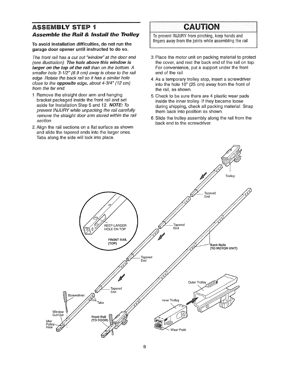 Assembly ste^ 1, Cautiqm, Assembly ste | The hioftey | Craftsman 139.53920D User Manual | Page 8 / 76