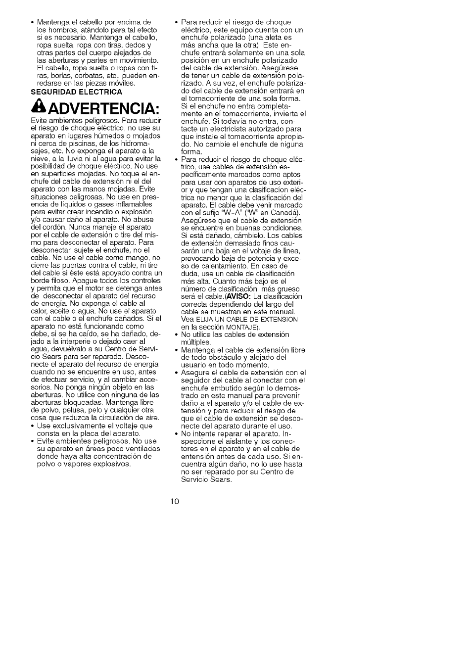 Aadvertencia, Dvertencia | Craftsman 358.799343 User Manual | Page 10 / 16