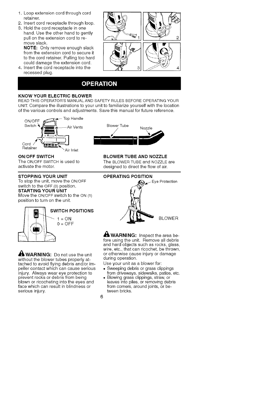 Operation | Craftsman 358.799343 User Manual | Page 6 / 16