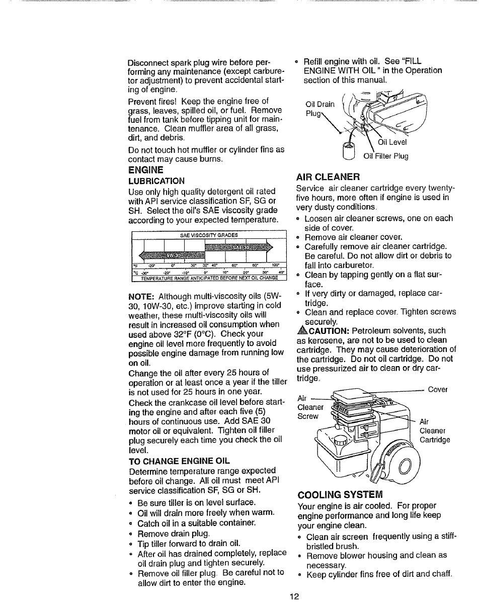 Engine, Lubrication | Craftsman 917.2922 User Manual | Page 12 / 32