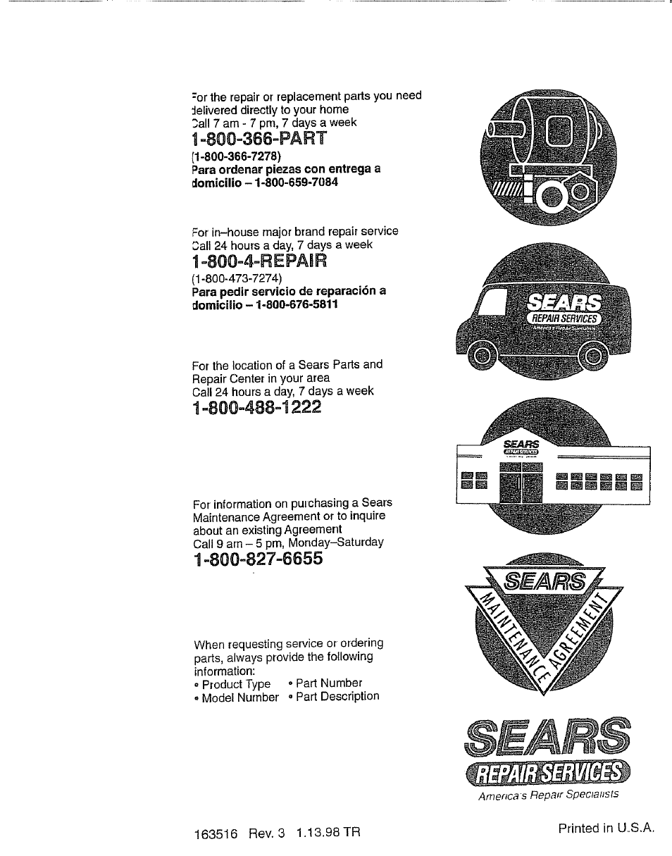 800-366-part, 800-4-repair | Craftsman 917.2922 User Manual | Page 32 / 32