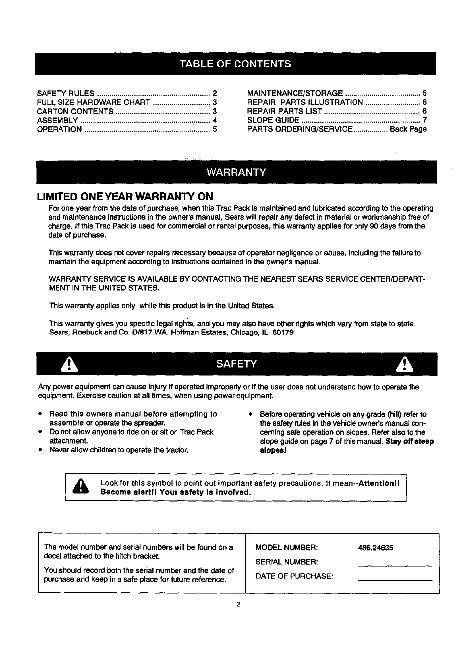 Craftsman 486.24635 User Manual | Page 2 / 8