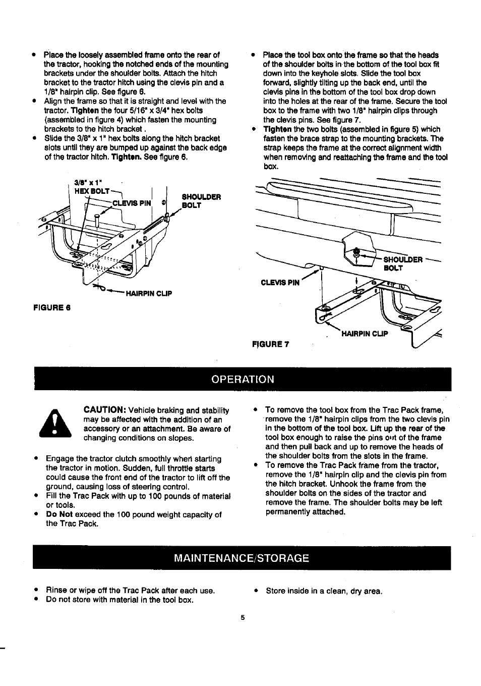 Operation, Maintenance/storage | Craftsman 486.24635 User Manual | Page 5 / 8