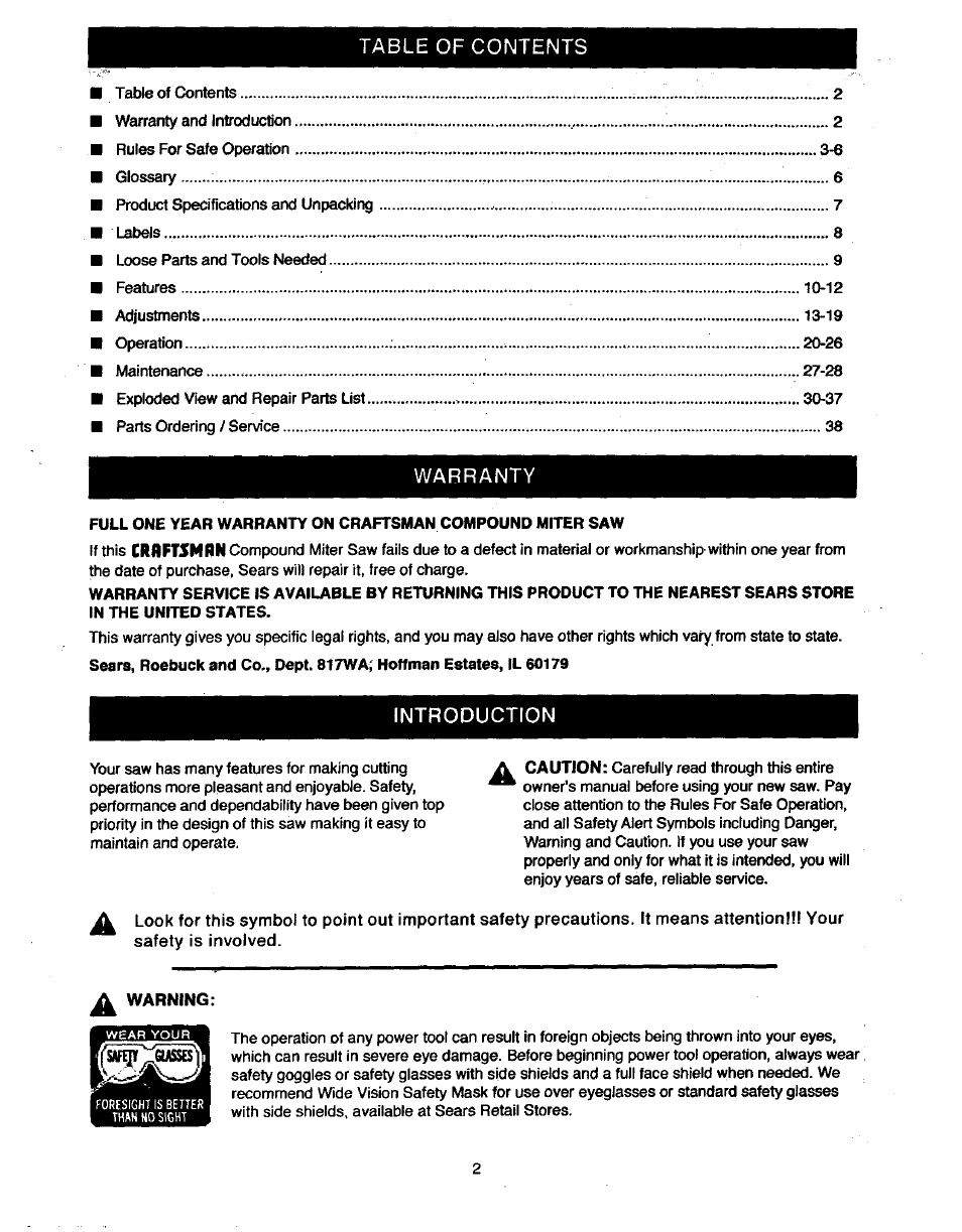 Craftsman 315.235380 User Manual | Page 2 / 38