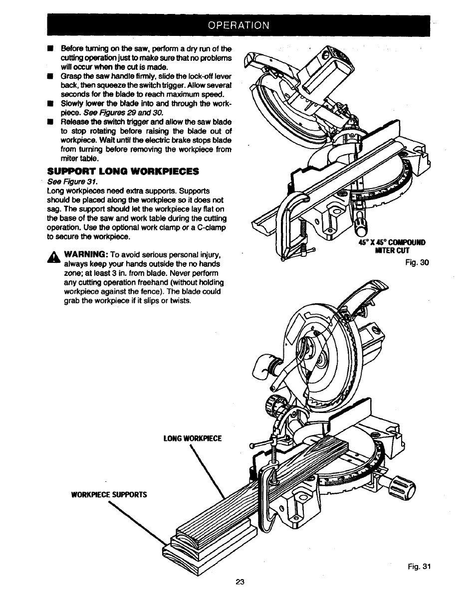 Support long workpieces | Craftsman 315.235380 User Manual | Page 23 / 38