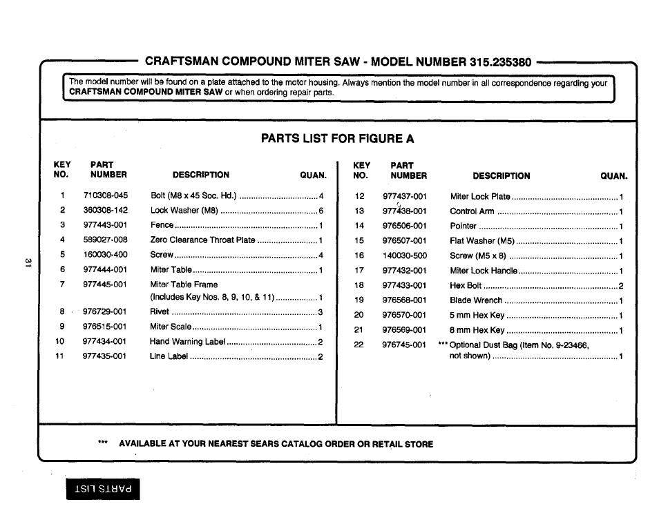 Isn siavd | Craftsman 315.235380 User Manual | Page 31 / 38