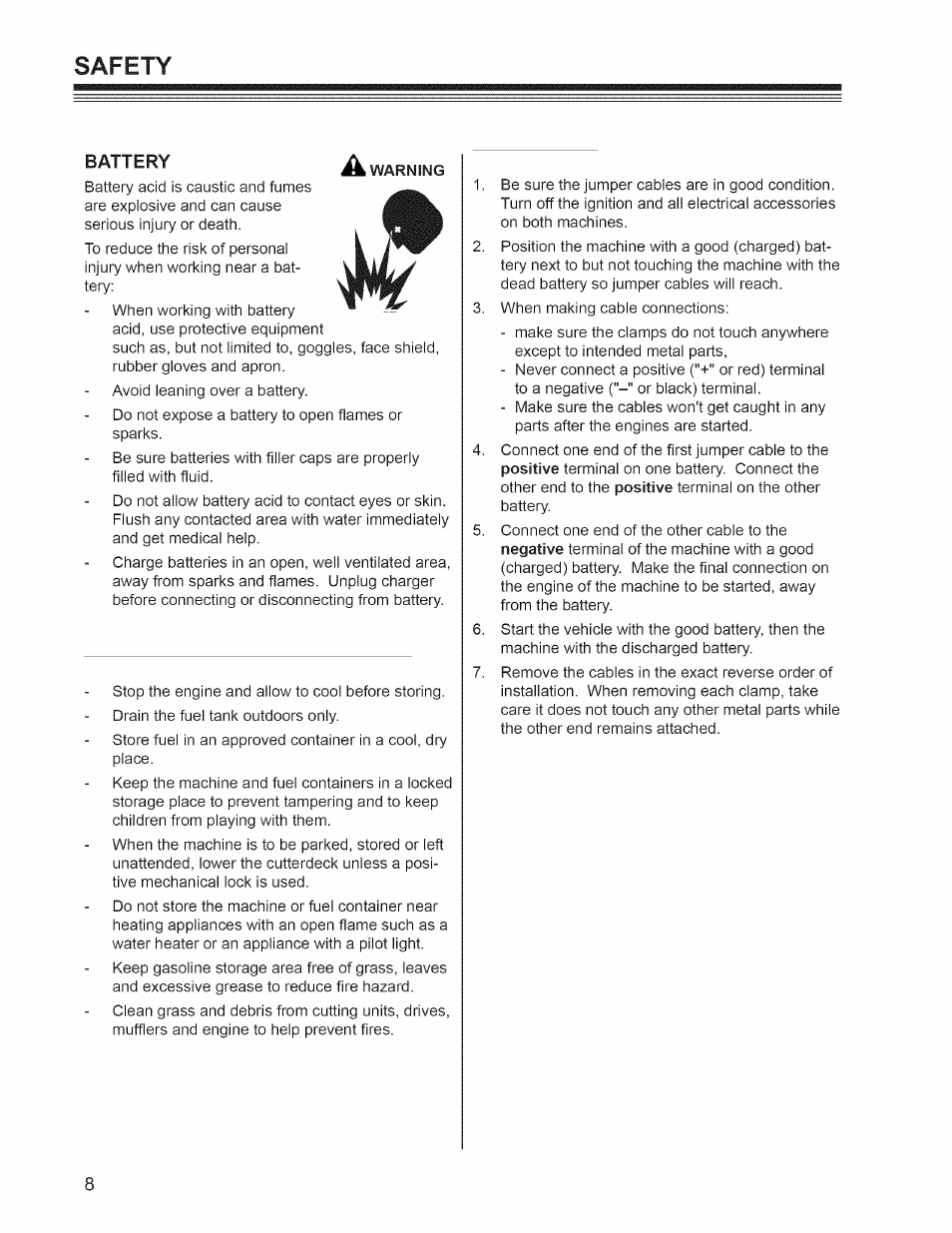 Battery, Safety | Craftsman 127.28876 User Manual | Page 10 / 77