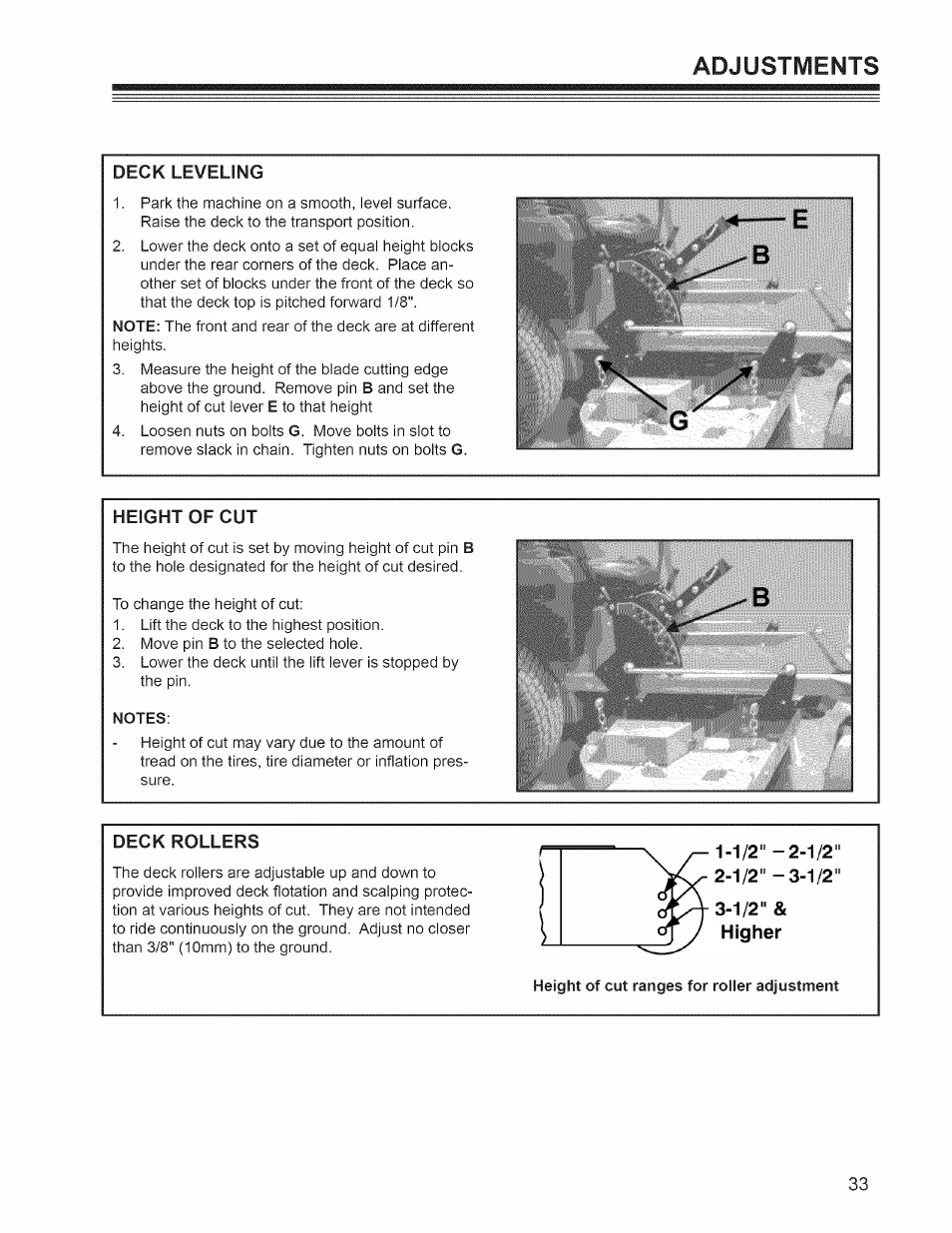 Adjustments | Craftsman 127.28876 User Manual | Page 35 / 77