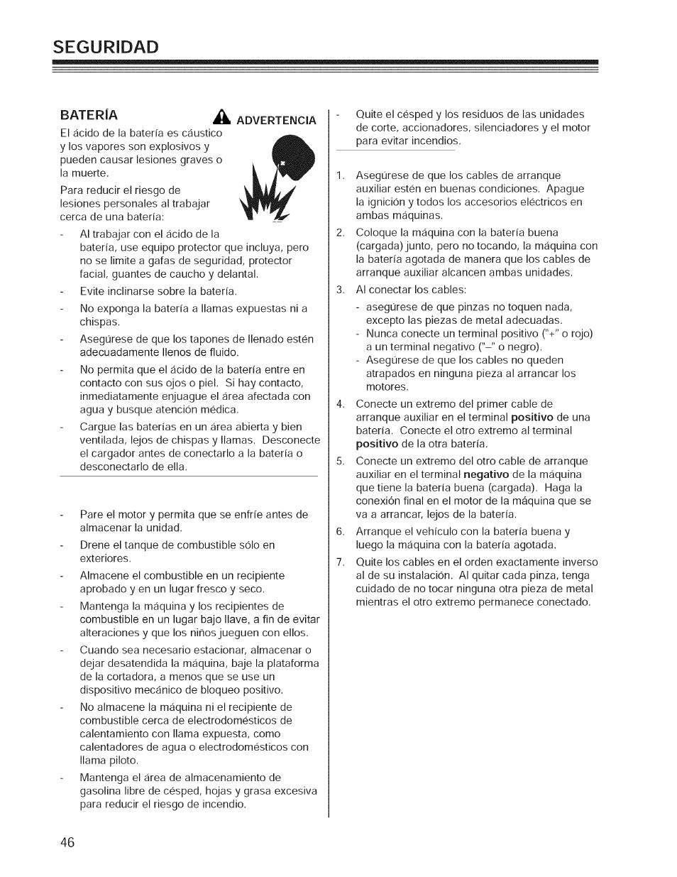 Seguridad | Craftsman 127.28876 User Manual | Page 48 / 77