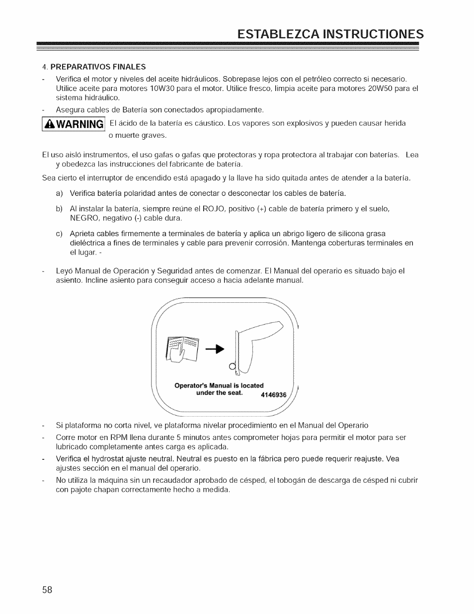 Establezca instructioimes | Craftsman 127.28876 User Manual | Page 60 / 77