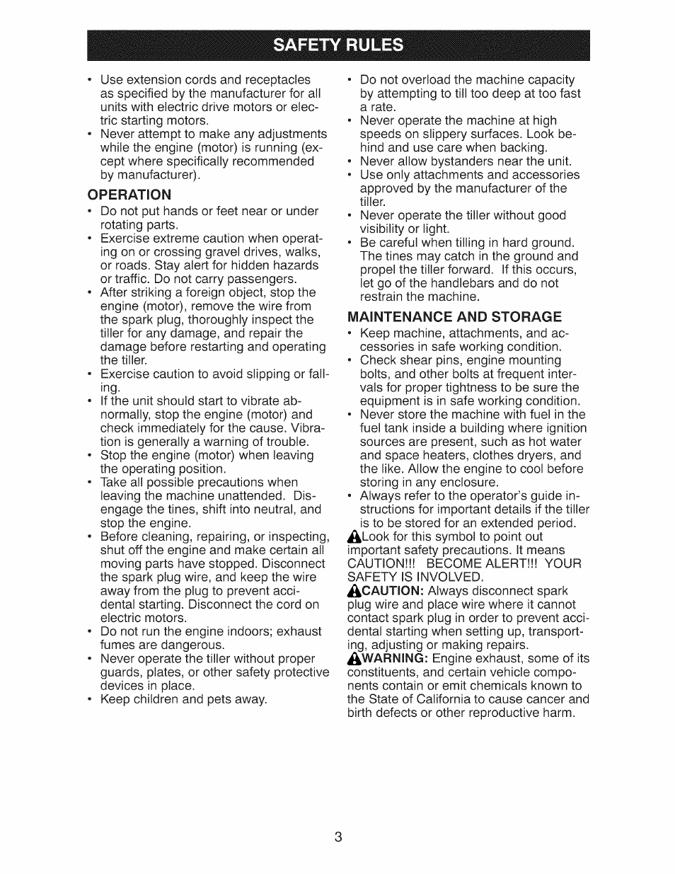 Safety rules, Operation, Maintenance and storage | Craftsman 917.299210 User Manual | Page 3 / 48