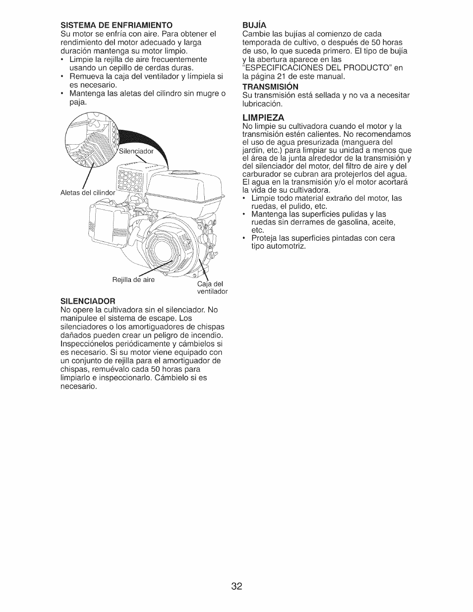 Limpieza | Craftsman 917.299210 User Manual | Page 32 / 48