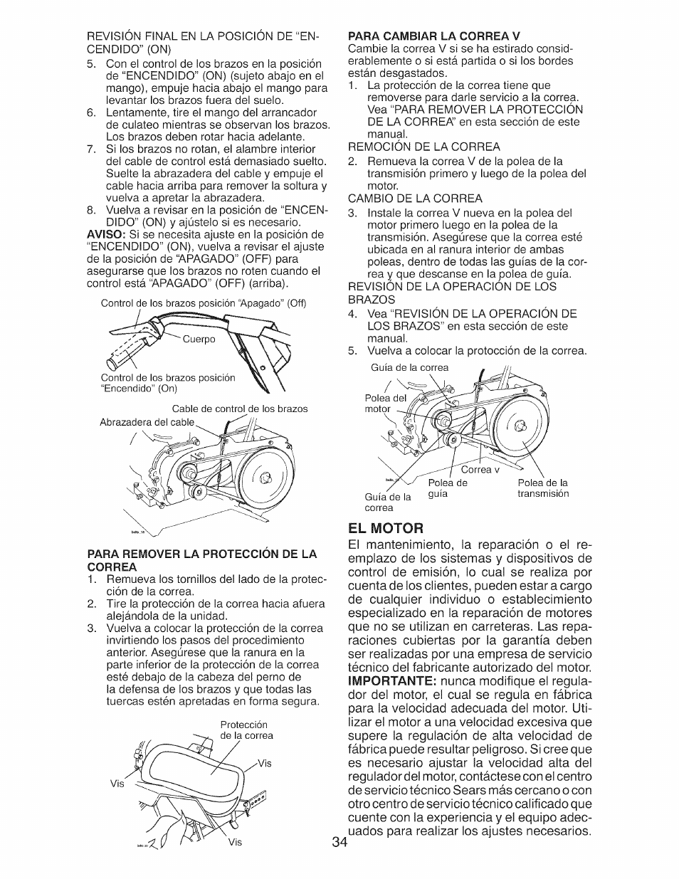 El motor | Craftsman 917.299210 User Manual | Page 34 / 48